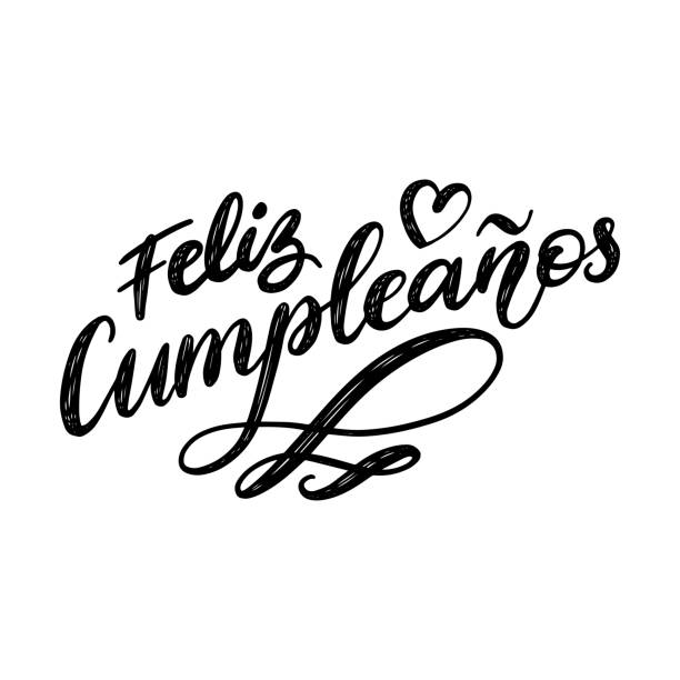 istock Feliz Cumpleanos translated from Spanish Happy Birthday, hand lettering, vector illustration on white background for invitation, greeting card etc. 1460701730