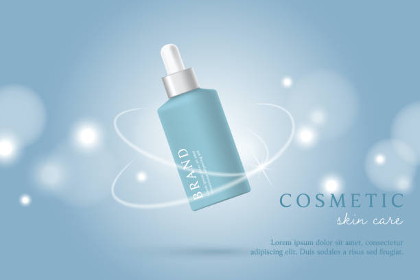 istock Essence and skin care product ads template on blue background . 1460703894