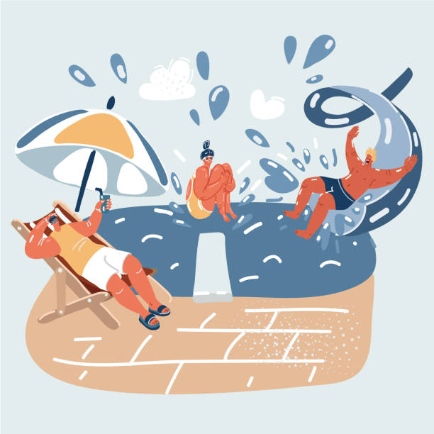 istock Vector illustration of Portrait of people having fun in swimming pool. 1460703974