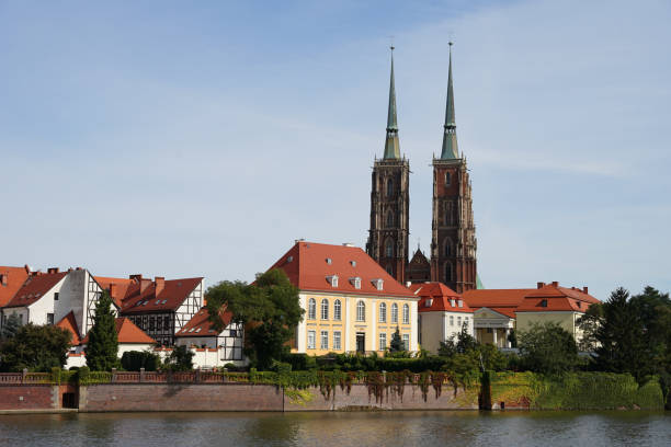 istock Wroclaw Cathedral of St. John the Baptist with two towers behind Oder River view, popular tourist destination, guided tour concept 1460703981