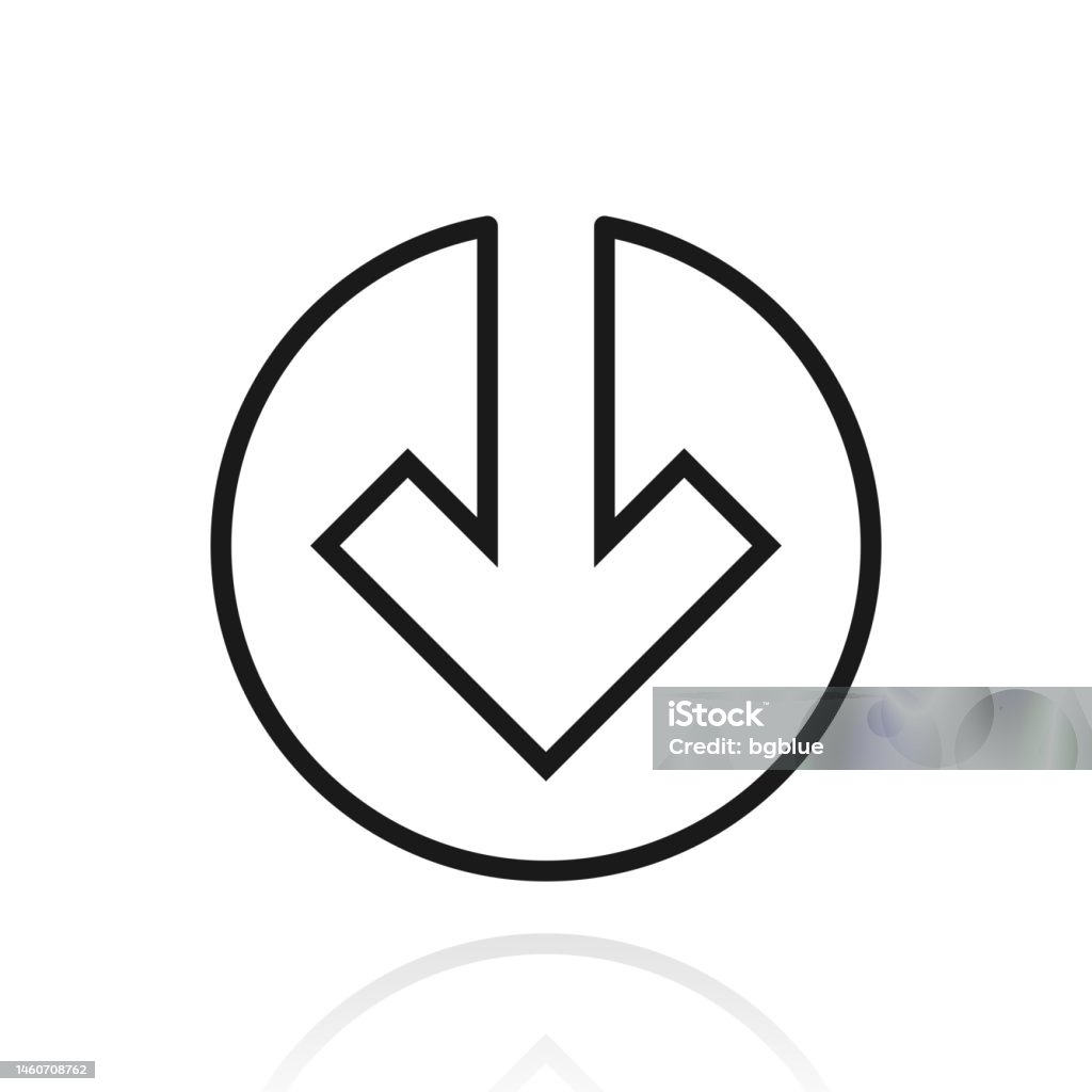 Mũi Tên Xuống Biểu Tượng Có Hình Ảnh Phản Chiếu Trên Nền Trắng ...