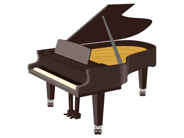 Vector illustration of Illustration of a black grand piano