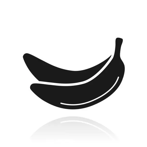 Vector illustration of Banana. Icon with reflection on white background