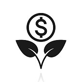 istock Growing Dollar. Icon with reflection on white background 1460711038