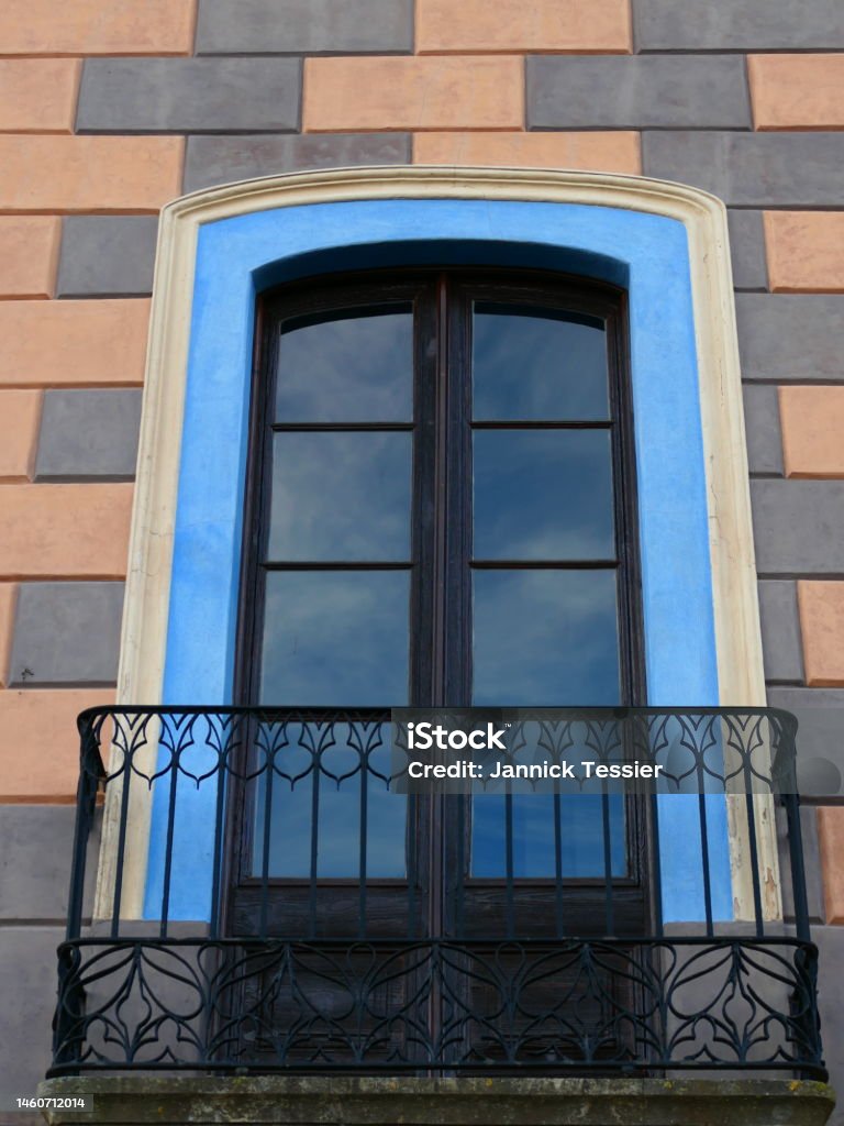 Begur, detail of a facade Balcony Stock Photo