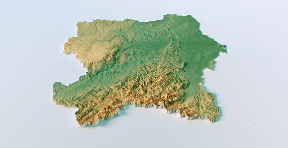 3D Render of a Topographic Map of the Lower Austria and Vienna region in Austria. Isolated on white background. \nAll source data is in the public domain.\nColor texture: Made with Natural Earth.\nhttp://www.naturalearthdata.com/downloads/10m-raster-data/10m-cross-blend-hypso/\nRelief texture: NASADEM data courtesy of NASA JPL (2020).\nhttps://doi.org/10.5067/MEaSUREs/NASADEM/NASADEM_HGT.001\nWater texture: Contains modified Copernicus Sentinel data courtesy of ESA. \nURL of source image: https://scihub.copernicus.eu/dhus/#/home.