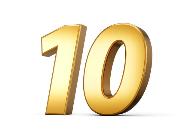 istock Golden metallic Number 10 Ten, White background 3d illustration 1460712154