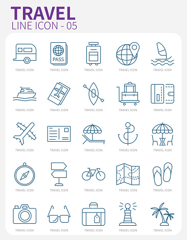 Exciting world travel vacation line icon