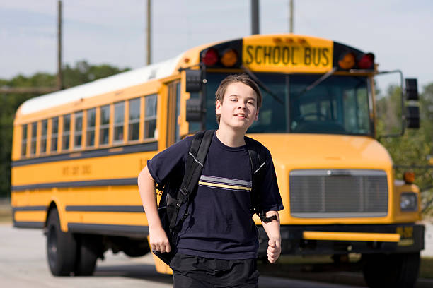 istock Student near the school bus 146071400