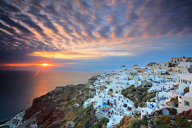 istock Sunset at Oia village on Santorini island 146071423