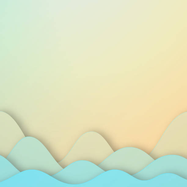 istock Blue abstract wave shapes - Paper cut background - Trendy 3D design 1460714570