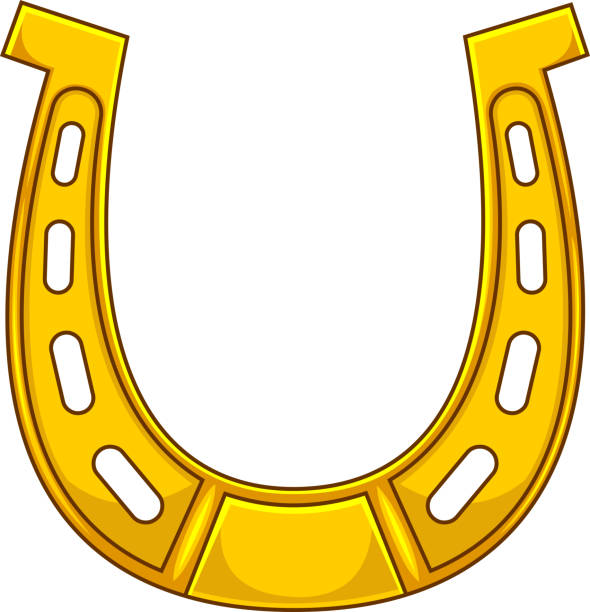 ilustrações de stock, clip art, desenhos animados e ícones de cartoon golden horseshoe for good luck - horseshoe gold luck success