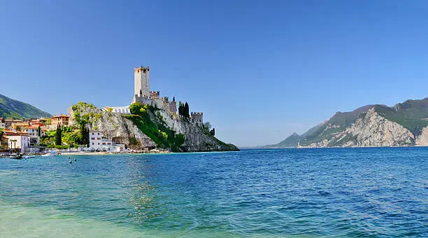 Panoramic view of the 14th century Castle of Malcesine, on the Garda Lake