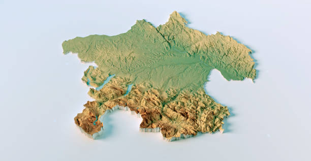 austria upper austria topographic map 3d view color isolated - áustria alta imagens e fotografias de stock