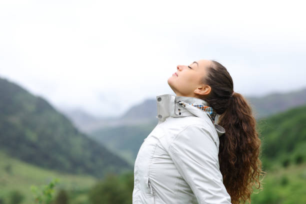 istock Hiker breathing in nature 1460720717