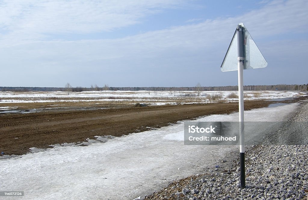 Dreieckiger road sign - Lizenzfrei Alt Stock-Foto