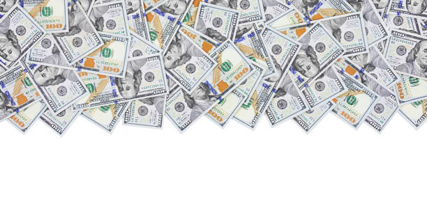 Dollar banknotes as a border isolated on white background Hundred dollar bills as a border isolated on white background huge pile of money stock pictures, royalty-free photos & images
