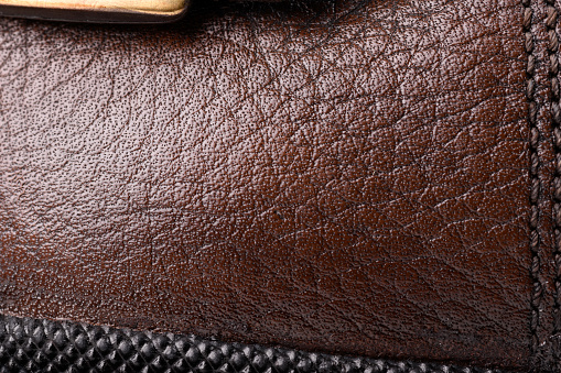Close up shot of brown leather texture.