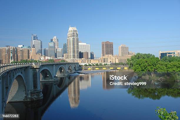 Bridge Leading To Minneapolis Skyline Stock Photo - Download Image Now - Minneapolis, Urban Skyline, Architecture