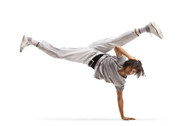 istock Afro american male dancer performing a handstand 1460723276