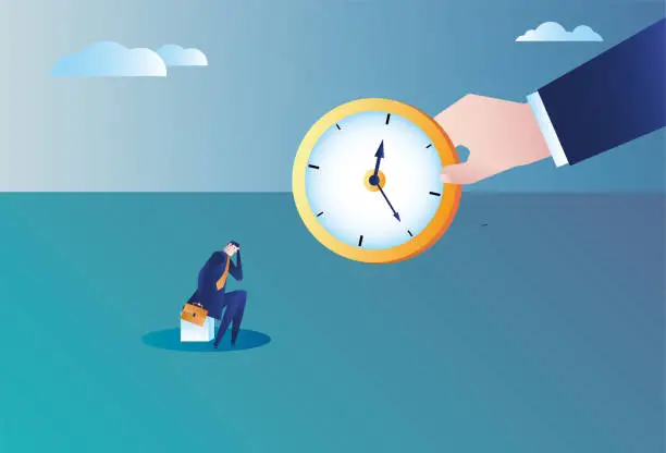 Vector illustration of Give time to confused business man