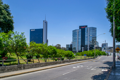 Lima, Peru – March 03, 2021: Business office building, financial center in San Isidro Peru.