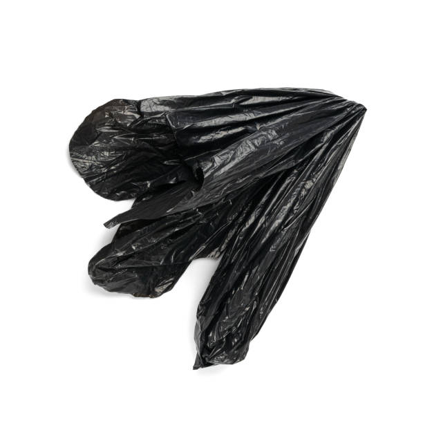istock Crumpled Garbage Bag Isolated. Wrinkled Trash Package, Used Plastic Bin Bags, Black Polyethylene Waste Container 1460727106