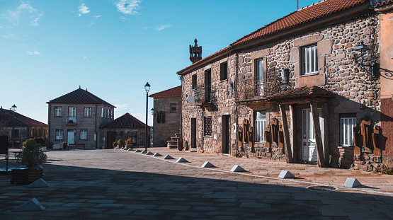 The beautiful old and traditional buildings on the streets of Penedono village in Portugal