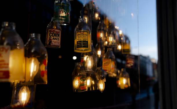 manchester, United Kingdom – January 12, 2023: Bohemian shop, bottle window display window