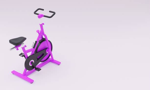 istock 3D rendering of a pink exercise bike on a white background with copy space 1460727378