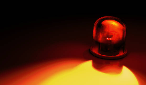 istock Emergency rotating alarm red light at night. 3D rendered illustration. 1460727403