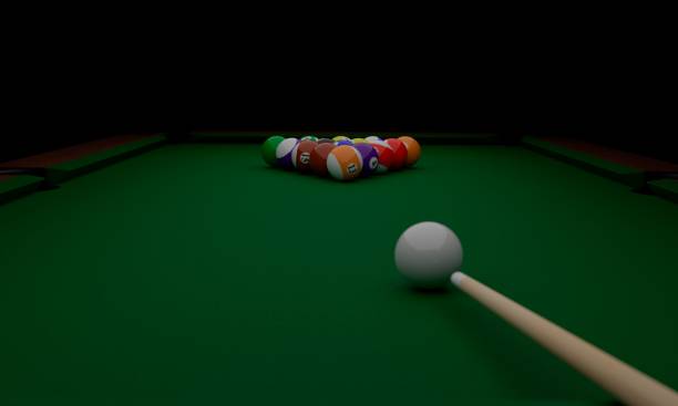 istock 3D illustration of billiard game pieces on the table 1460727425