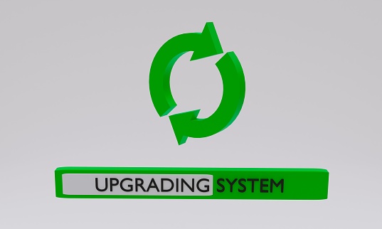 A 3d rendering of a system update icon - update concept on a light background