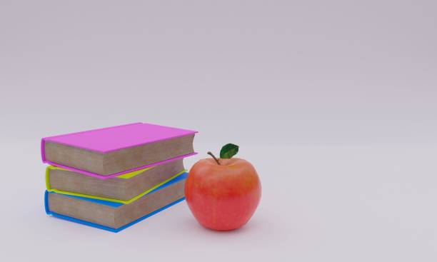 istock 3D rendering of several stacked books and an apple 1460727511