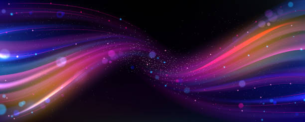 stockillustraties, clipart, cartoons en iconen met light effect, colorful rainbow wave, magic flow - vortex