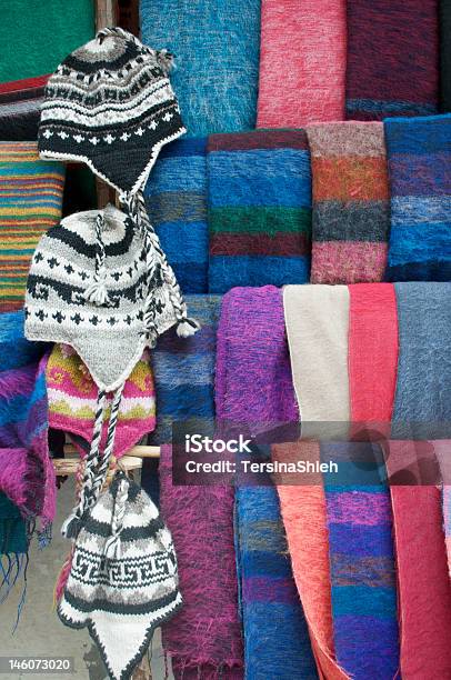 Nepal Village Stall Selling Knitwear Stock Photo - Download Image Now - Market - Retail Space, Village, Winter