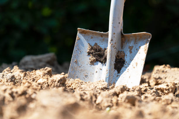 istock Selective focus shot of a shovel in the ground 1460731034