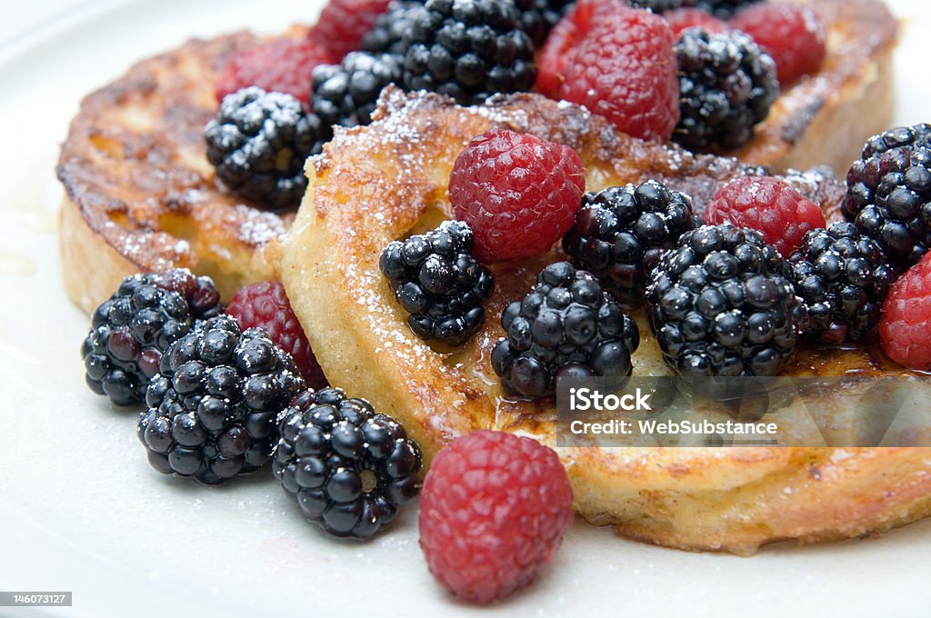 French Toast Closeup on French Toast dish Berry Fruit Stock Photo