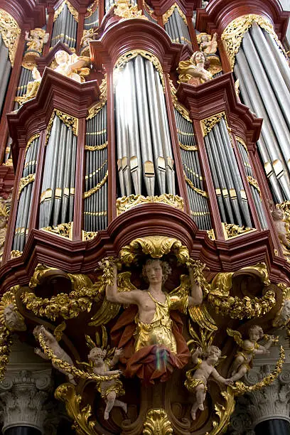 Famous MAller organ from 1738 in St. Bavo church in the Netherlands. HAndel and Mozart have played on this organ.
