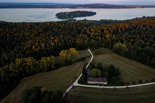 Areal view of Insel Mainau and St katharinen (Konstanz)