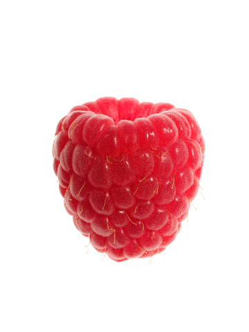 Single Raspberry on white background