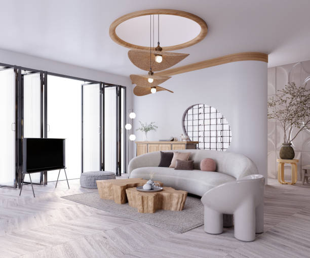 istock 3d rendering,3d illustration, Interior Scene and  Mockup,living room interior,sofa, armchair and lamp. 1460734577