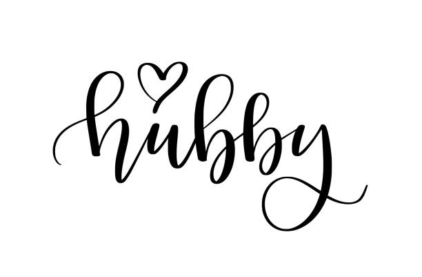 istock Hubby. Cute modern calligraphy wedding and family themed doodle 1460736780