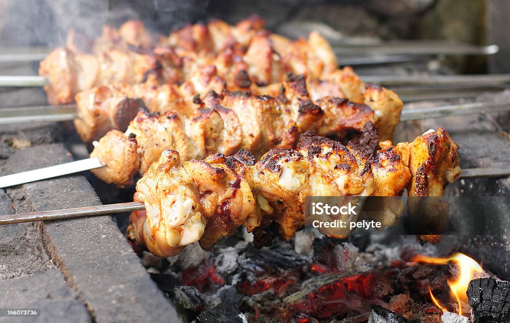 Barbecue Berbecue sticks with meat roast Bacon Stock Photo