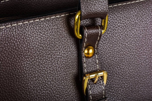 istock Close up of a brown leather bag buckle 1460741069