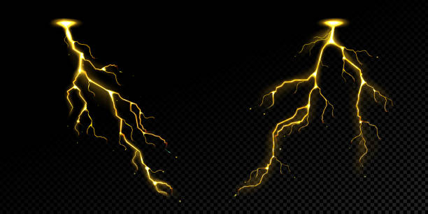 ilustrações de stock, clip art, desenhos animados e ícones de lightning effect, thunderstorm, gold storm strikes - trovoada