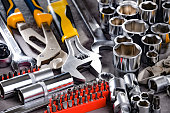 Composition with a variety of metal tools