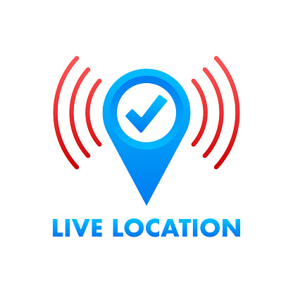 Live location. Pin location. Tracking position. Vector stock illustration