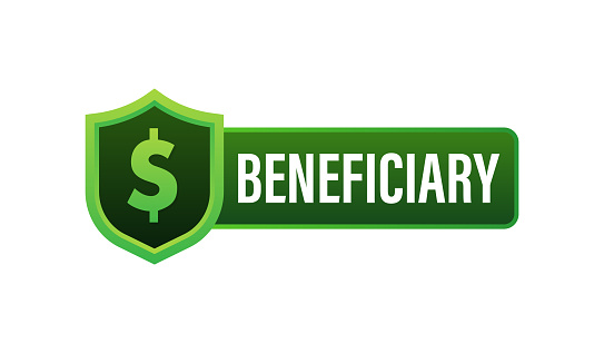 Beneficiary sign, Man and shield. Vector stock illustration