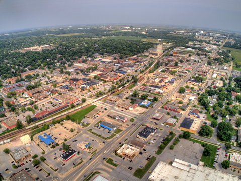 An aerial view of the city of Ames, Iowa, United States